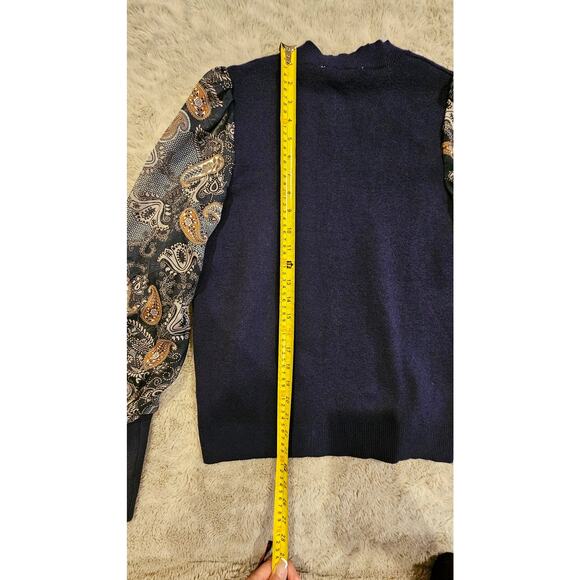 SIX/FIFTY McKenna Paisley Sweater, Sheer Sleeves, Womens Sz M, New NWT - Picture 8 of 12